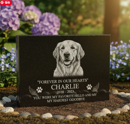 Personalized Dog Memorial Stone with Photo | Custom Pet Grave Marker